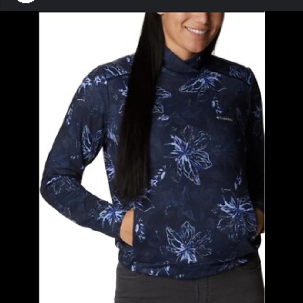Columbia Blue Floral Long Sleeve Shirt Sz M